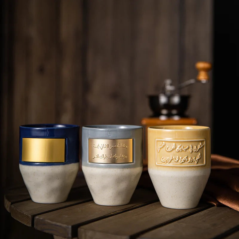 265ml Modern Arabic Personalized Porcelain Sake Espresso Ceramic Coffee Tea Cups Mug with No Handles