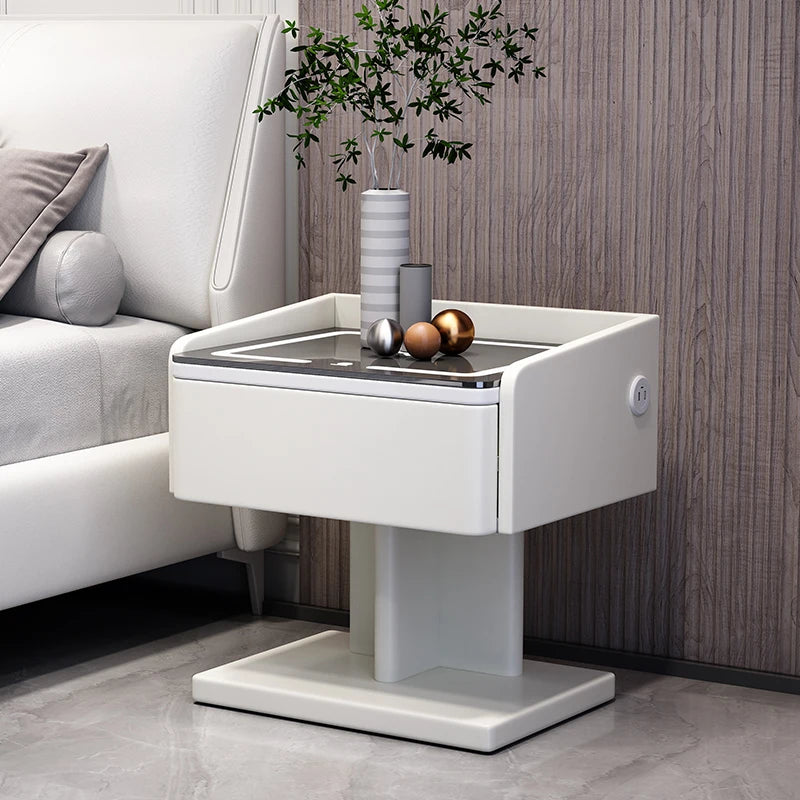 HANYEE Smart Furniture Bedroom Square Bedside Table Wireless Charging Storage Drawer Cabinet Bedside Table