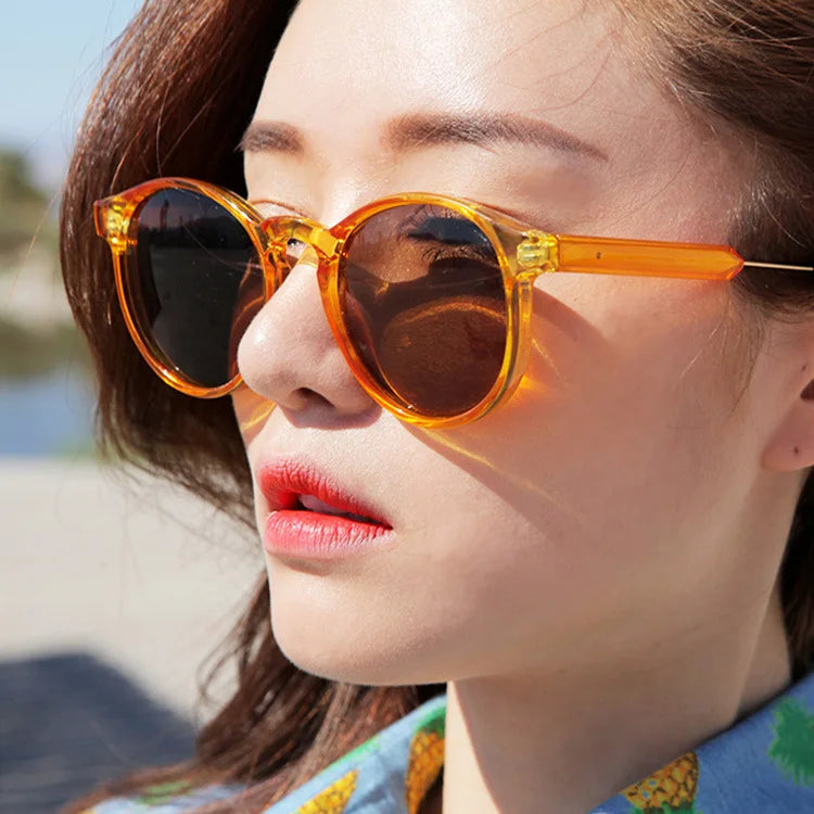 2024 New Trend Retro Texture Round Frame Transparent Fashion Sunglasses