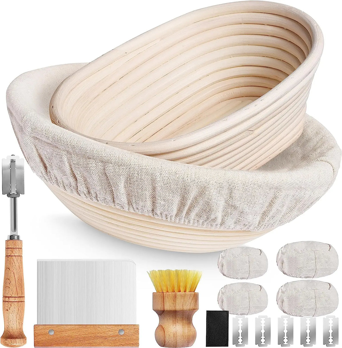 Rattan Bread Proofing Basket 9 Inch Oval Eco-Friendly Heat Resistant Storage for Home Kitchen Sourdough Dough Fermentation Bread