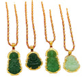 Gold Plated Hold the New Ese Sand Gold Jewelry Factory Wholesale Gold Jade Guanyin Buddha Pendant Necklace for Men and Women