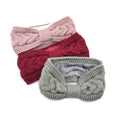 MIO Fashion Solid Color Headband Bowknot Knitted Headband Ear Warmers Women Elastic Turban Head Wrap Winter Fuzzy Fleece Lined