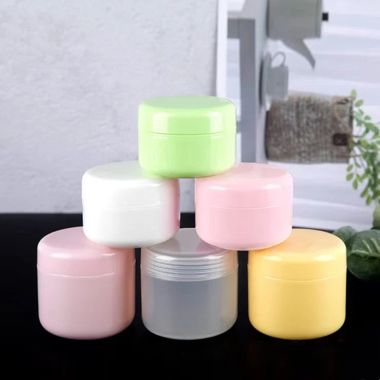 Hot Sale 50ml Cream Jars Plastic Pet Jar Silver Lining Empty Green Jar Packaging Lid Face Masks Lotions Shampoos Loose Powder