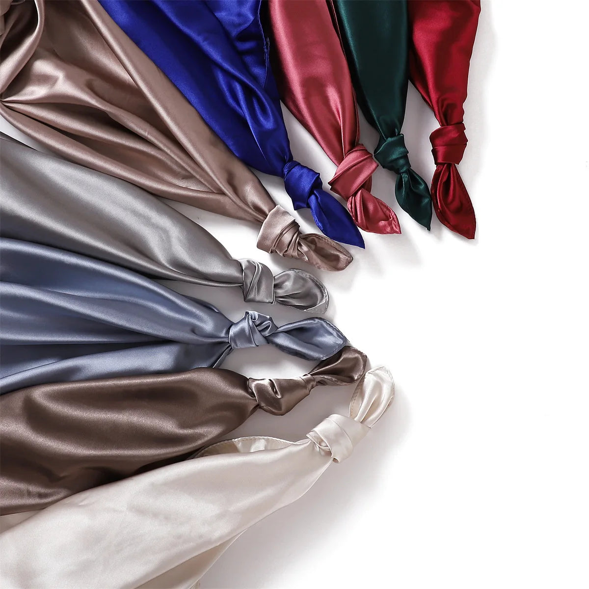 Women's New Soft Faux Silk Satin Head Scarf Solid Color Bright Shawl for Spring and Autumn Customizable Logo
