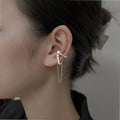 Micro-inlay Zircon Earring Double Chain Pierced Earring for Women Multi-layer Tassel Personality Streamer Ear Bone Clip Ear Clip