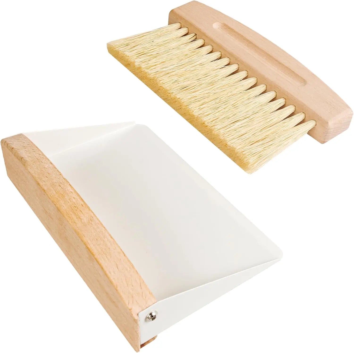 Portable Desktop Wooden Crumb Sweeper Mini Hand Cleaning Brush Natural Sisal Beech Wood Small Dustpan and Brush Set