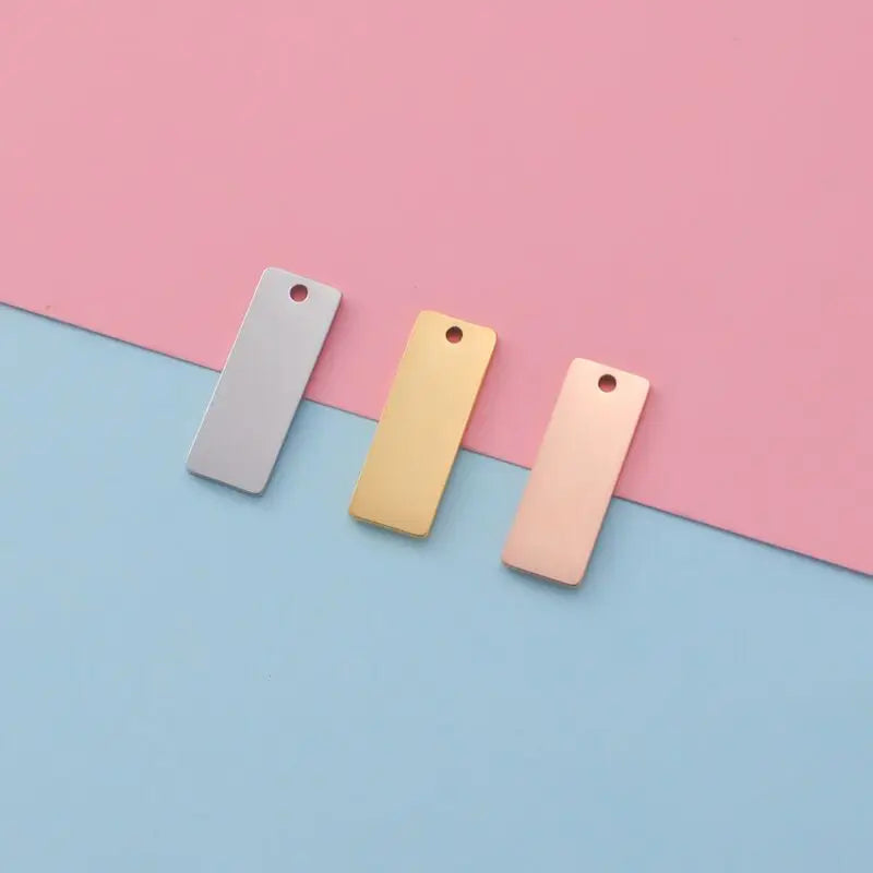 Personalized Highly Polished Stainless Steel Vertical Stamping Blank Bar Silver Rectangle Pendant Ready to Stamp Bar Blanks