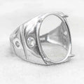 Sterling Silver 13*18mm Semi Mount Men's Ring Frame Empty Blank Claw Setting S925 Base Holder Without Center Stone for DIY Inlay