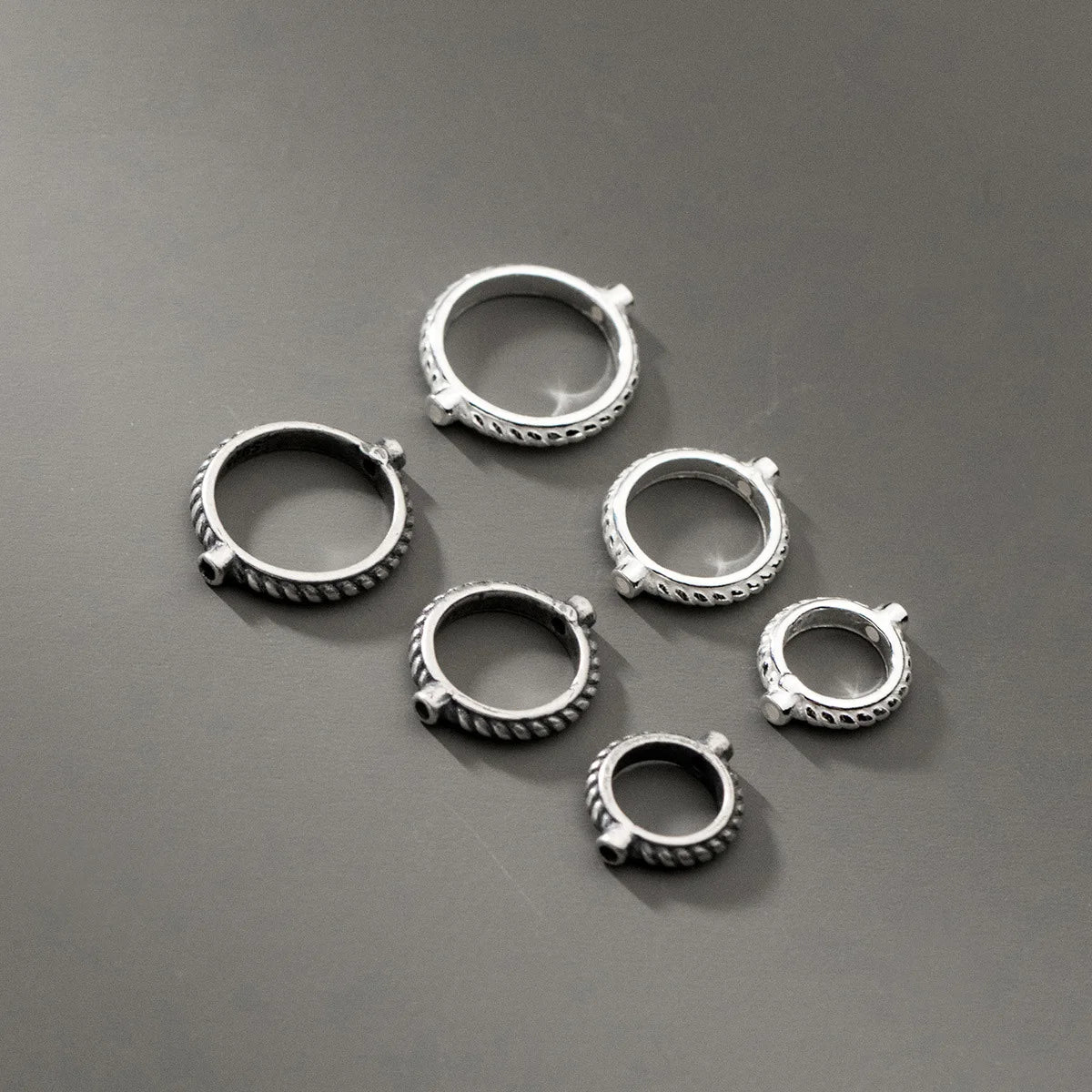 Wholesale 925 Sterling Silver 6mm/8mm/10mm Black Stripe Beaded Frame for Bracelet/Necklace Making