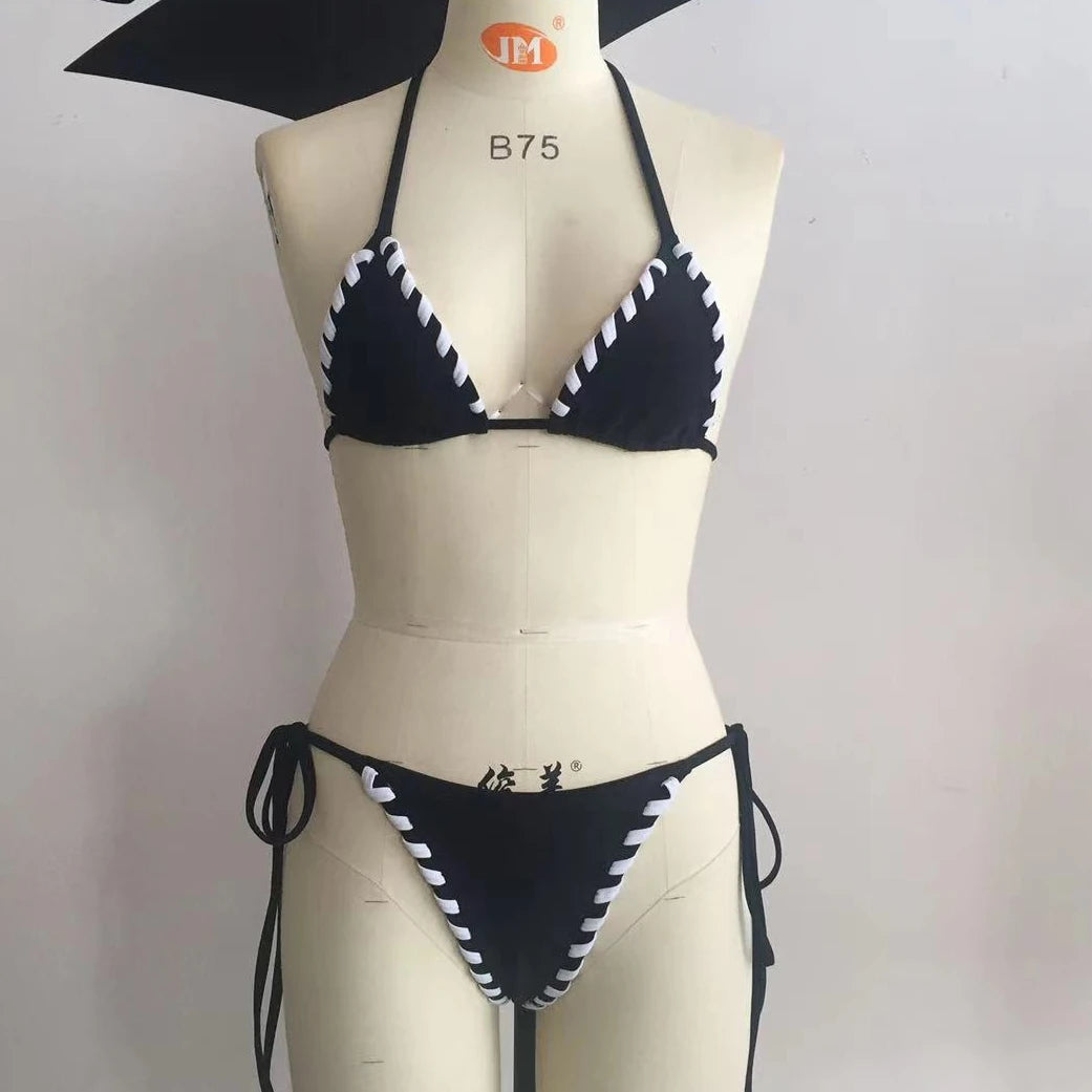 SK1248 Swimwear Manufacturer Women's Halter Bikini String Inside Design Swimwear Private Label Bikini Recycled Fabric Swimwear