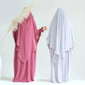 Wholesale EID Abaya Khimar Set Jazz Crepe One Layer Women Muslim Hijab Dress Islamic Clothing Two Piece Butterfly Jilbab Prayer