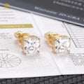14k  Solid Gold Stud Earrings  Asscher Moissanite D VVS1 Pass Diamond Tester with GRA Push Back Earrings
