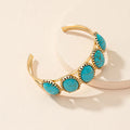 New Design Retro Wide Multi Turquoise Alloy Open Bracelet Girls Fancy Bangles Plastic Gold Plated