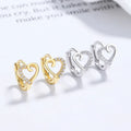Fashion Jewelry 925 Sterling Silver love Heart Diamond Gold Plated Hoop Earrings Ear Buckle for Women Valentine's Day