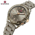 NAVIFORCE 7115 Women's Luxury Watch Transparent Polycarbonate Case with Unique Silicone Strap School Watch for Girls
