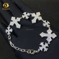 In Stock Fashion Jewelry  925 Solid Silver White Iced Out Hip Hop VVS Moissanite Diamond Cross Pendant Cuban Bracelet Men