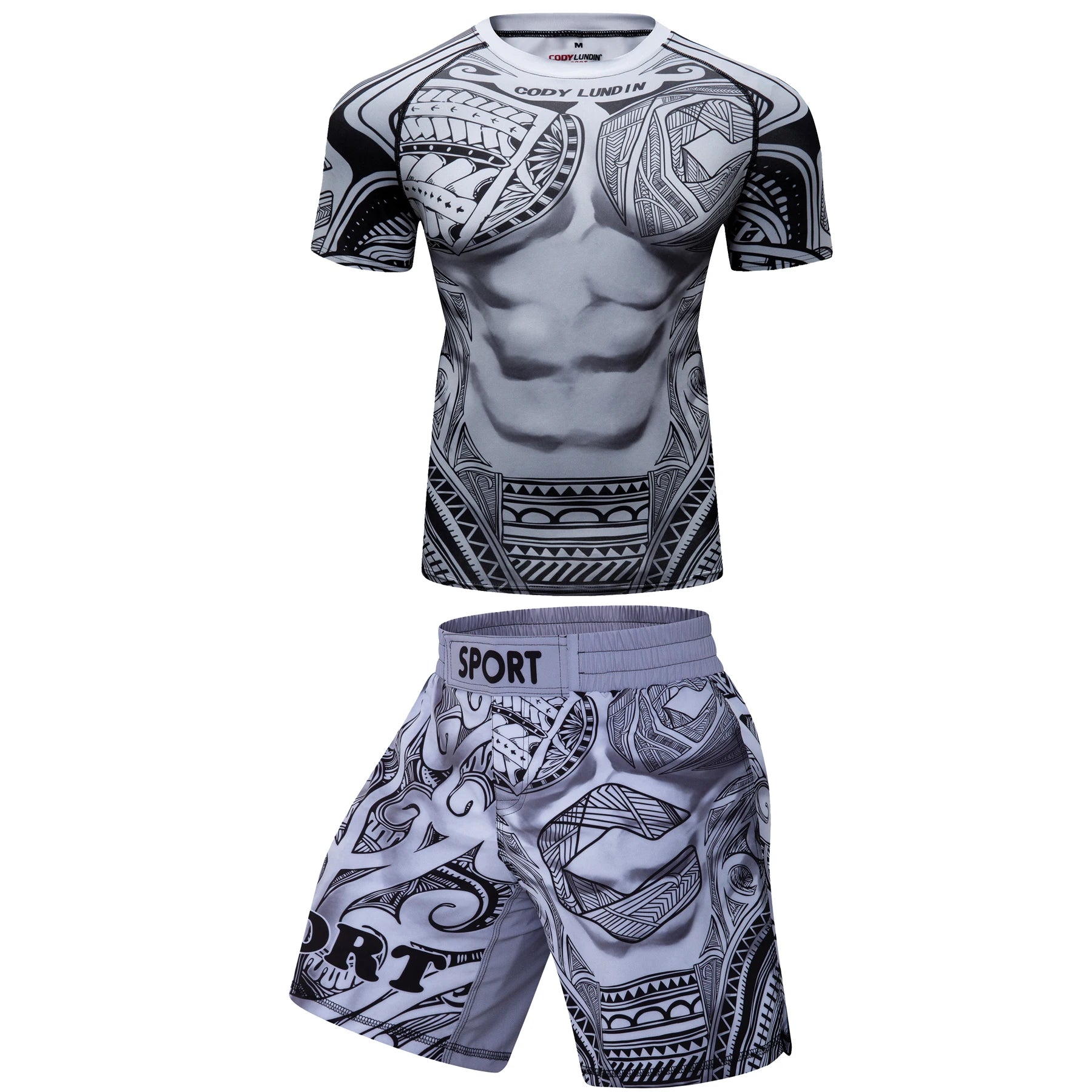 CODY LUNDIN Custom Bjj Boxing MMA T-shirt +Pants Sets Muay Thai Shorts Rashguard for Men Boxing 3D Printed MMA Compression Cloth