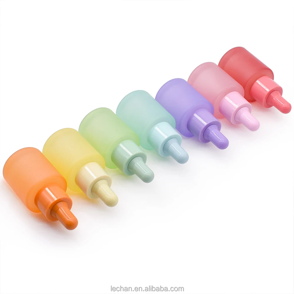 20ml Frosted Glass Dropper Bottle Face Oil Serum Color Tinture Macaron Bottle 30ml