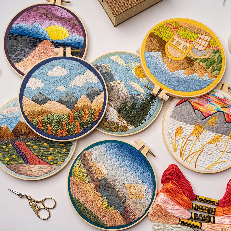 3D Embroidery Set DIY Cross Stitch Kits Landscape Series Embroidery Kits