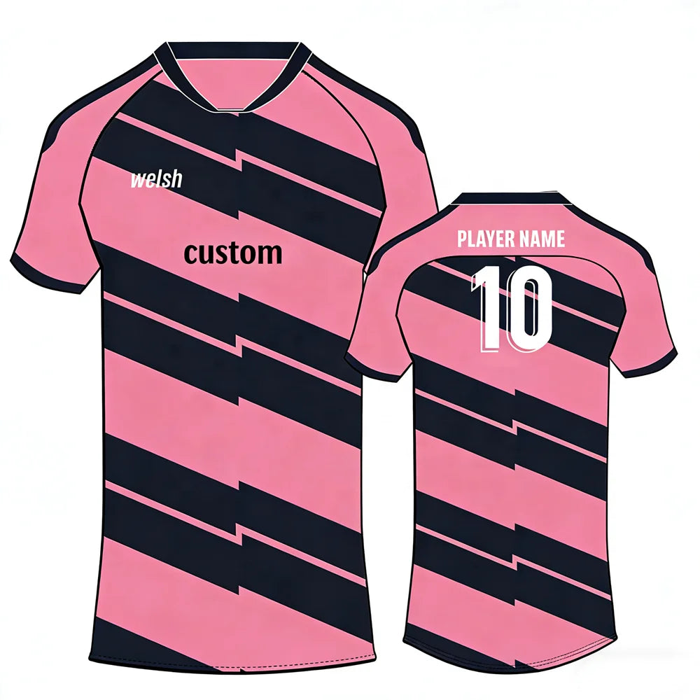Wholesale 100% Polyester Rugby Football Jersey Full Set Custom Made Sports Wear Manufacturer Direct One-stop