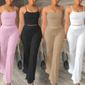 S-XXL African Women 2 Piece Set Tank Crop Tops and Pants Suits Summer New Solid Elegant Sexy Office Lady African Outfits