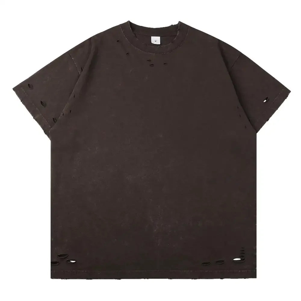 New 100% Cotton Factory Wholesale Blank Custom 300GSM Oversized Round Neck T-Shirts Acid Washed Men's Vintage Tshirt