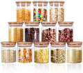 8oz 250ml Small Food Cereal Storage Containers 12 Set Upgrade Spice Jars With Bamboo Airtight Lids and Labels