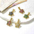 CZ8598 Fashion Jewelry Supplies Luxury Chic 18k Gold Plated Iced Out Cubic Zirconia Zircon CZ Micro Pave  Star Charm Pendants