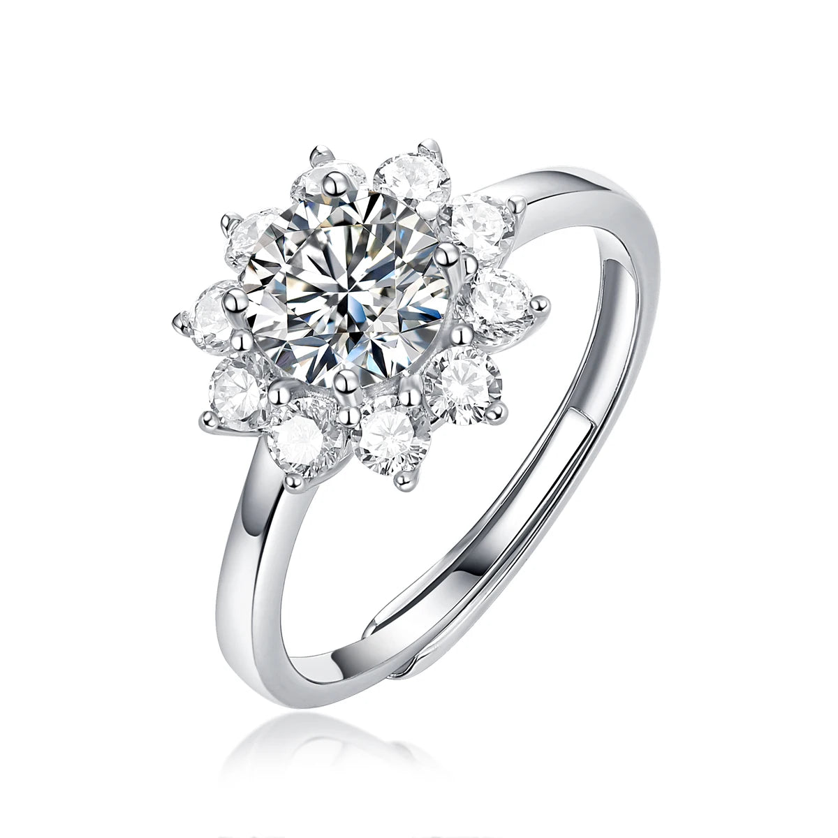 New Style Luxury Sterling Silver 925 1 Carat Engagement Wedding Moissanite Rings for Women Resizable Engagement Jewelry Rings