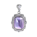 Delicate Rhodium Plated Sterling Silver 925 Fine Natural Amethyst Pendant with Charm for Women for Parties