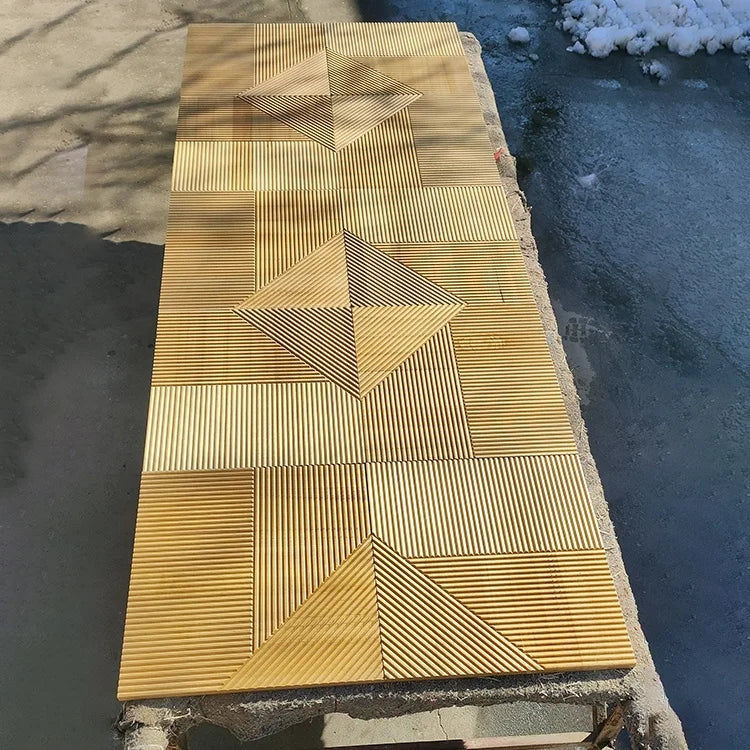 MUMU 3D Groove Design Interior Timber Wooden Clad Decorative Wood Wall Panels for Background Walls