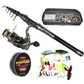 New Carbon Telescopic Fishing Rod Spinning Reel Combo Kit with Line Lures Hooks Carry Bag for Stream Fishing