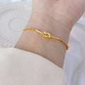 European Vintage Style Gold Plated Titanium Steel Beaded  Geometric Solid Ball Knotted  for Women Gift