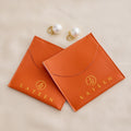 Custom Printed Mini Light Pink Orange Gift Bags Pu Leather Flap Envelope Ring Necklace Earring Jewelry Packaging Pouch