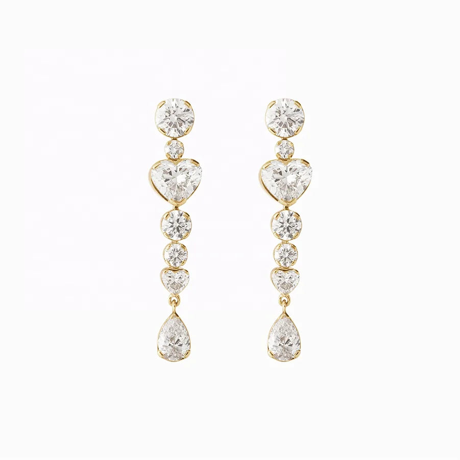 LOZRUNVE Gold Jewelry 925 Sterling Silver Fashion Different Shape Crystal Luxury Long Drop Earring