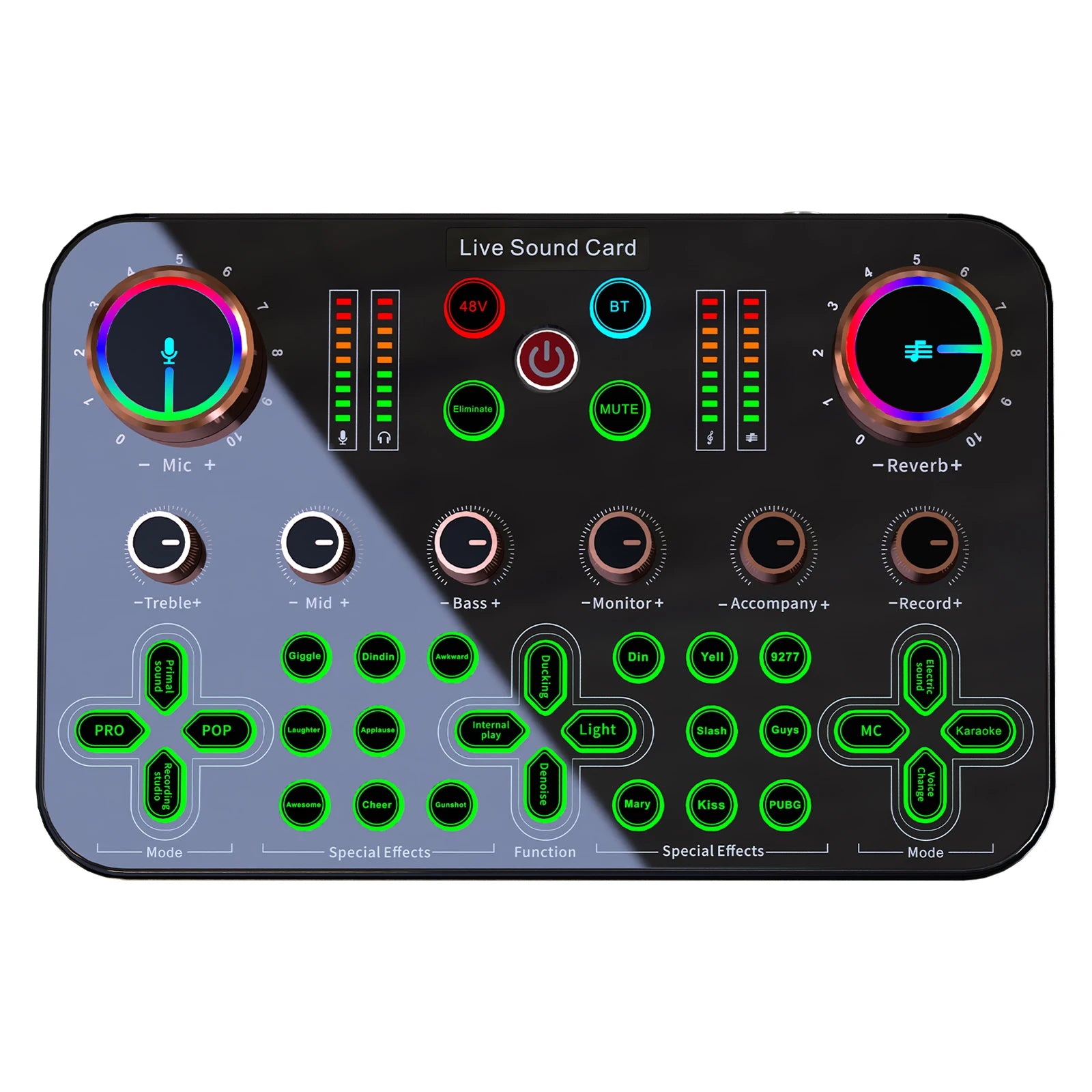 K600 Audio Interface Professional Live Broadcast Recording Sound Card 2 Channel for Live Stage
