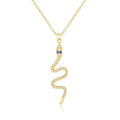 Gemnel Fashion Jewellery 925 Sterling Silver 18k Gold Diamond Cz Snake Pendant Necklace