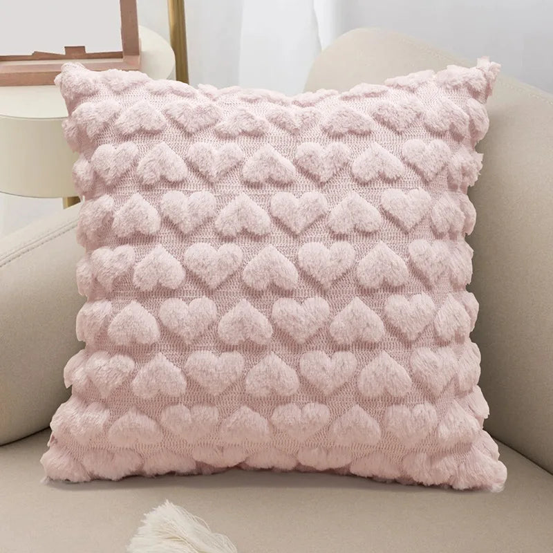 Cute 3D Love Square Waist Cushion Cases Knitted Plush Pillow Cover for Living Room Sofa Valentine's Day Home Gift Box