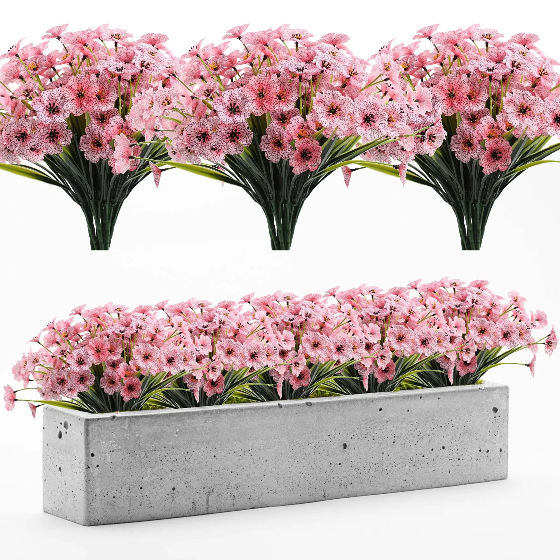 Y-H112 4 Bundles Artificial Flowers Outdoor UV Resistant Flowers No Fade Faux Plastic Plants Garden Home Wedding Farmhouse Decor