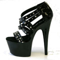 Thin heel 17 cm punk rivet platform high heels steel pipe dance transvestite fashion large high heels summer women's leaky toe s