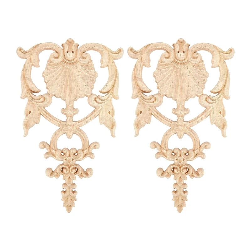 Carved Wood Appliques Onlays Wooden Decal Corner Frame Unpainted Onlay Carving Appliques for Furniture Cabinet Dresser Bed Wall