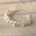 SLBRIDAL Handmade Luxury Rhinestone Crystal Pearls Porcelain Flower Bridal Tiara Wedding Crown Bridesmaids Women Hair Jewelry