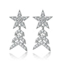 Hot Sale Women Silver Rings Dangle Star Zircon Fashion Classic Earrings White Plated 925 Silver Earrings Gifts for Women Ladies