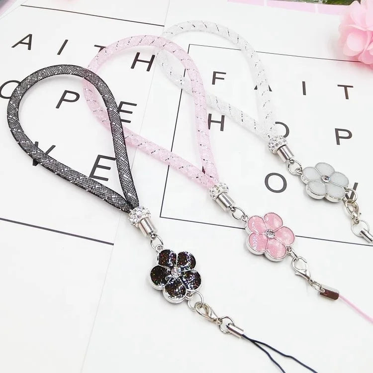 Factory Price Mobile Phone Straps Multi-function Hanging Neck Net Rope Short Lanyard Keys USB Cell Phone Crystal Lanyard