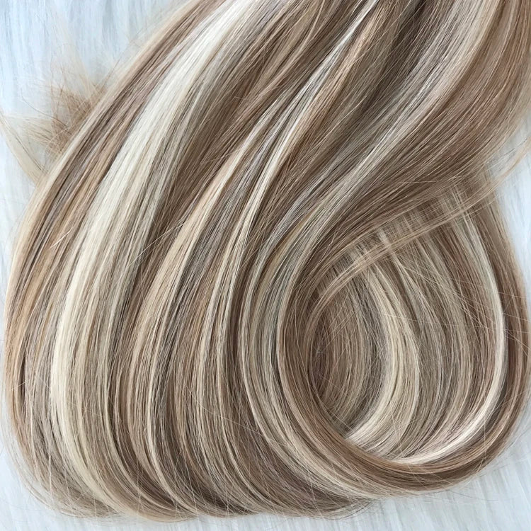 Seamless Double Drawn Clip on Hair Extension Manufacturers Balayage Mixed Ash Blonde Color