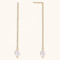 Dingran Fashion Jewelry Earrings 18K Gold Plated Stainless Steel Natural Freshwater Pearl Drop Earring