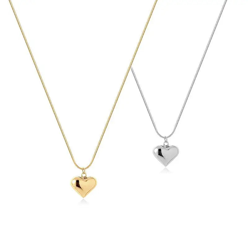 DAIHE Fashion Jewelry Hypoallergenic Heart Shape Necklace Stainless Steel Gold Silver Plated Love Heart Pendant Necklace
