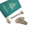 HZ Natural Rose Gold Dalmation jasper Facial Jade Roller Wholesale Double Roller Face Roller
