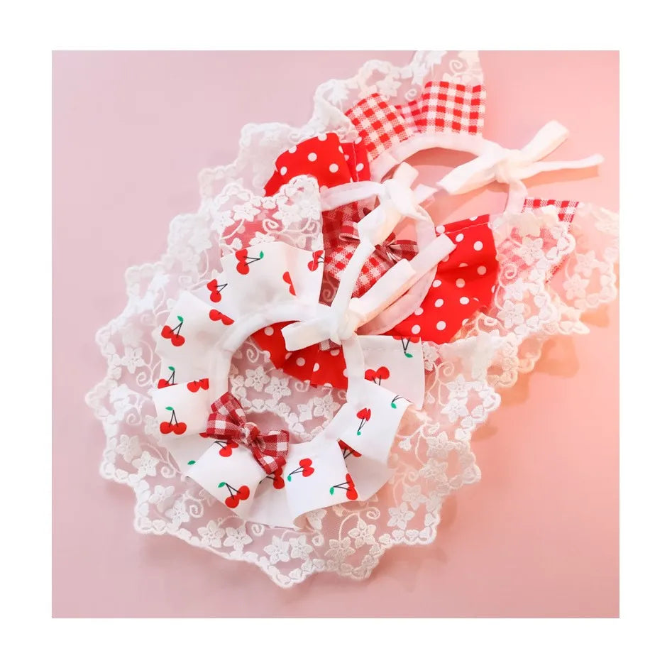 Wholesale Pet Accessories Sweet Dog Cat Bandana Scarf Lace Plaid Dot Pet Bandana