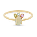 Gemnel 925 Sterling Silver 18k Gold Vermeil 0.1 Microns rainbow Diamond Bold Oval Opal Crown Ring